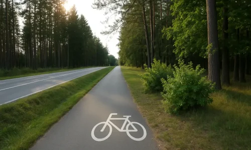 ściezka rowerowa w lesie