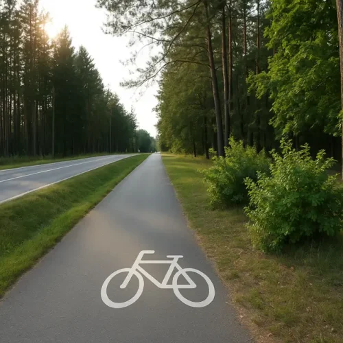 ściezka rowerowa w lesie